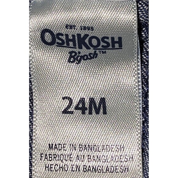 OshKosh B’gosh Denim Overalls – 24M – Denim dark/white&pink stripe bow tie RARE! - Picture 2 of 12